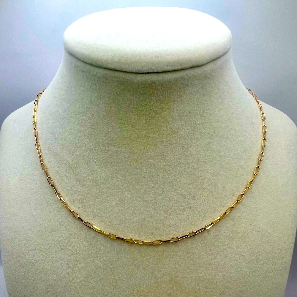 18K Gold Fill Elegant 2 mm Paper Clip Style Necklace ( 18 inches full length )